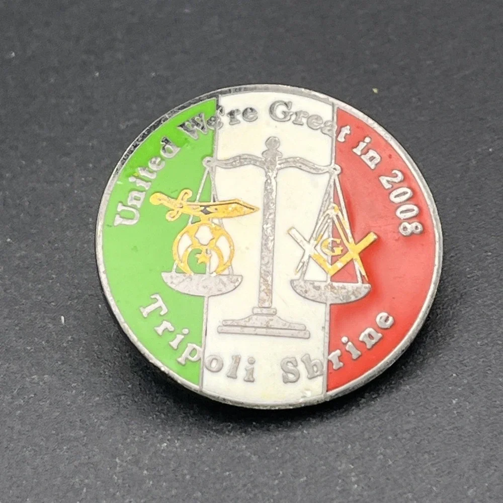 United We're Great In 2008 Italy Tripoli Shrine Lapel Hat Pin